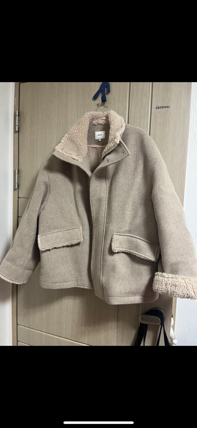 LEARVE 르아브 오버핏 무스탕 하프 코트 M 오트밀 상품이미지2