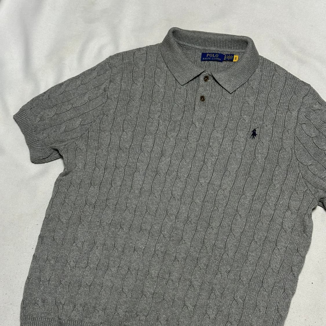 XL 폴로랄프로렌 그레이 케이블 반팔 니트  상품이미지1