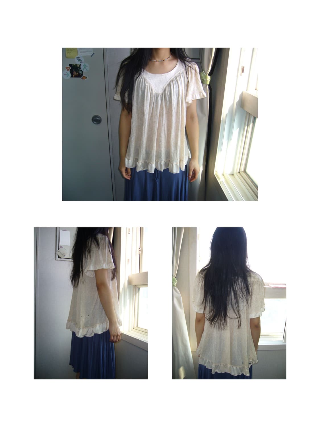 빈티지 유니클로 베이지 셔링 탑 상품이미지6