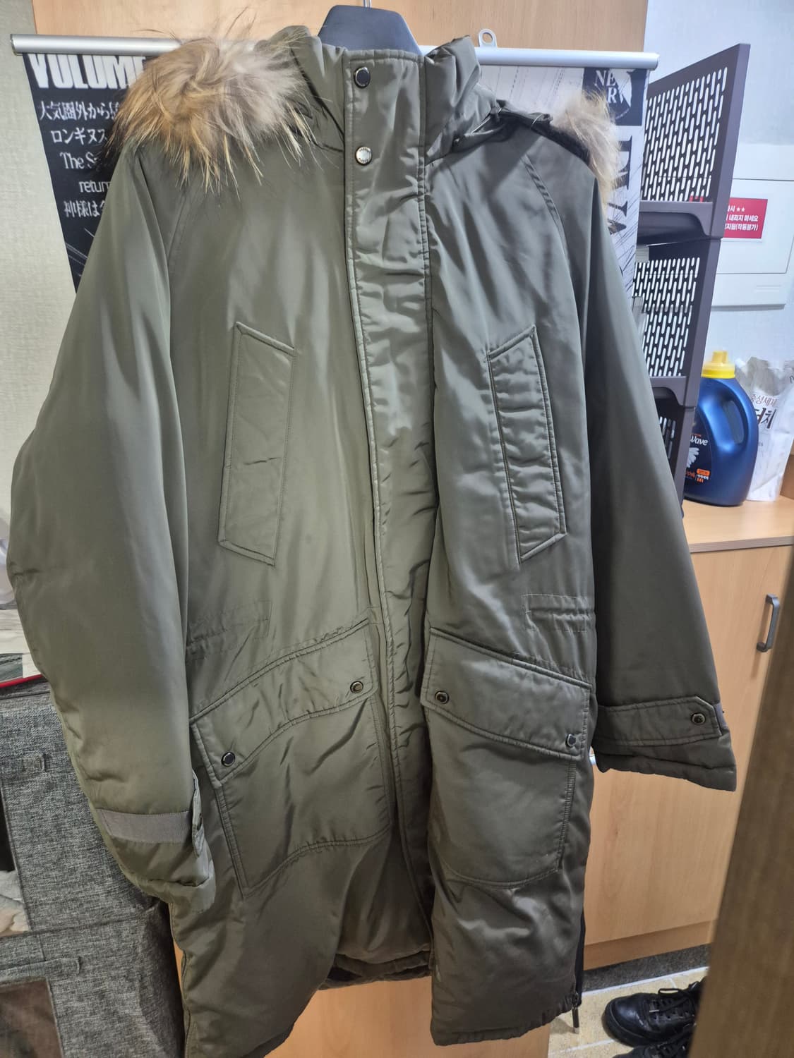 [헤지스] 라쿤 퍼 후드/ 구스다운 롱점퍼 상품이미지1