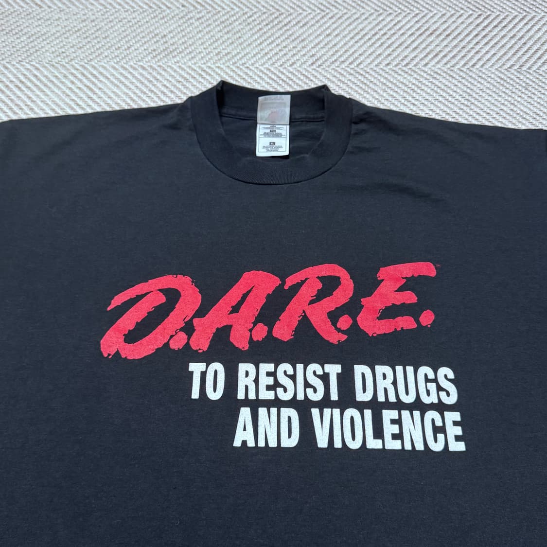 (XL) 90s 빈티지 DARE 블랙 티셔츠 후룻 상품이미지3