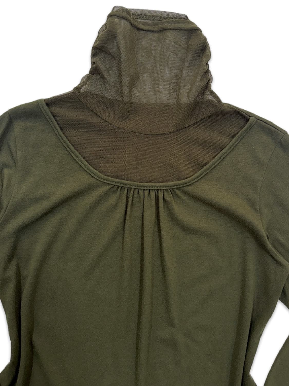 빈티지 카키 시스루넥 레이어드 긴팔티 상품이미지2