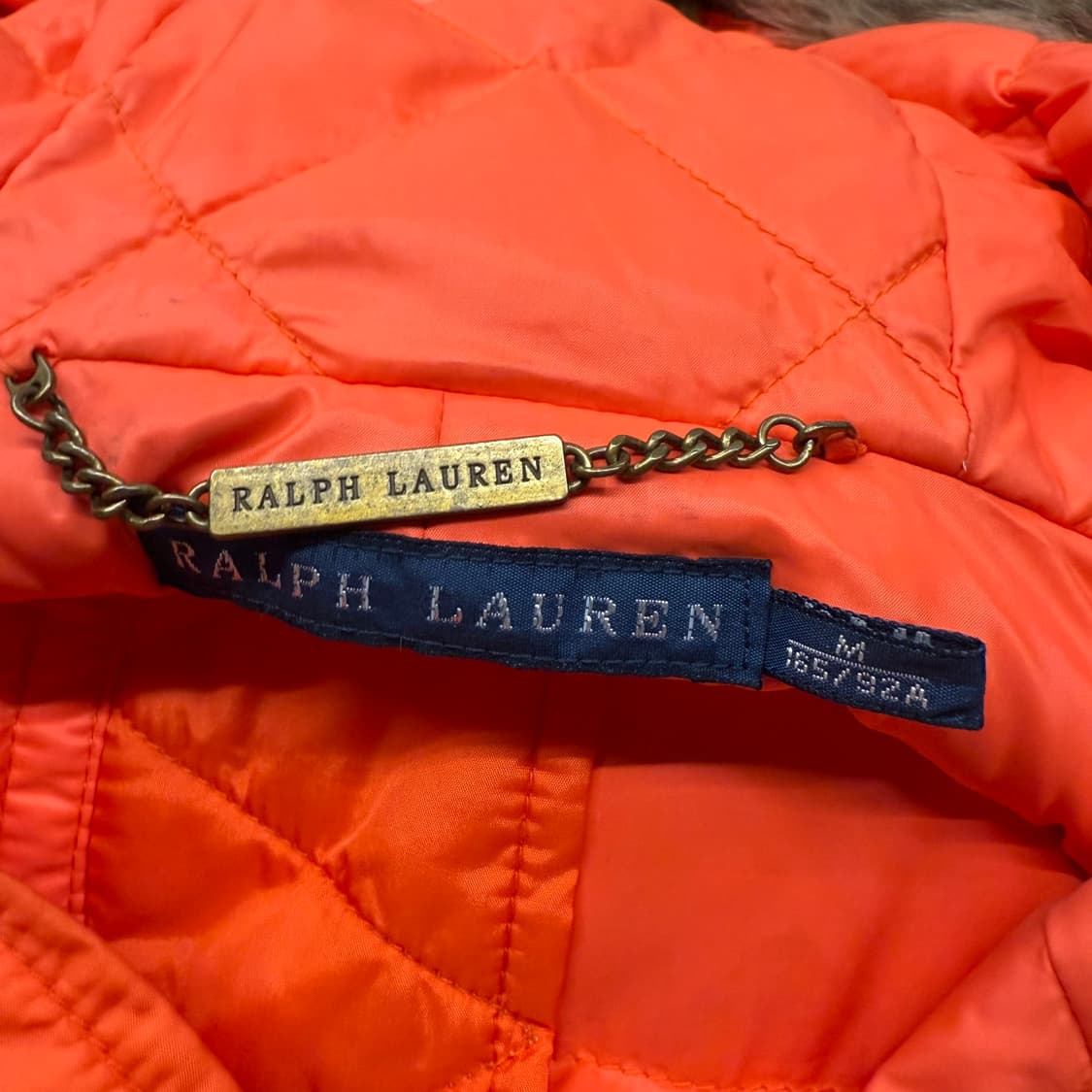 [정품/M] 폴로 랄프로렌 오렌지색 후드 퍼 패딩 조끼 b19 상품이미지4