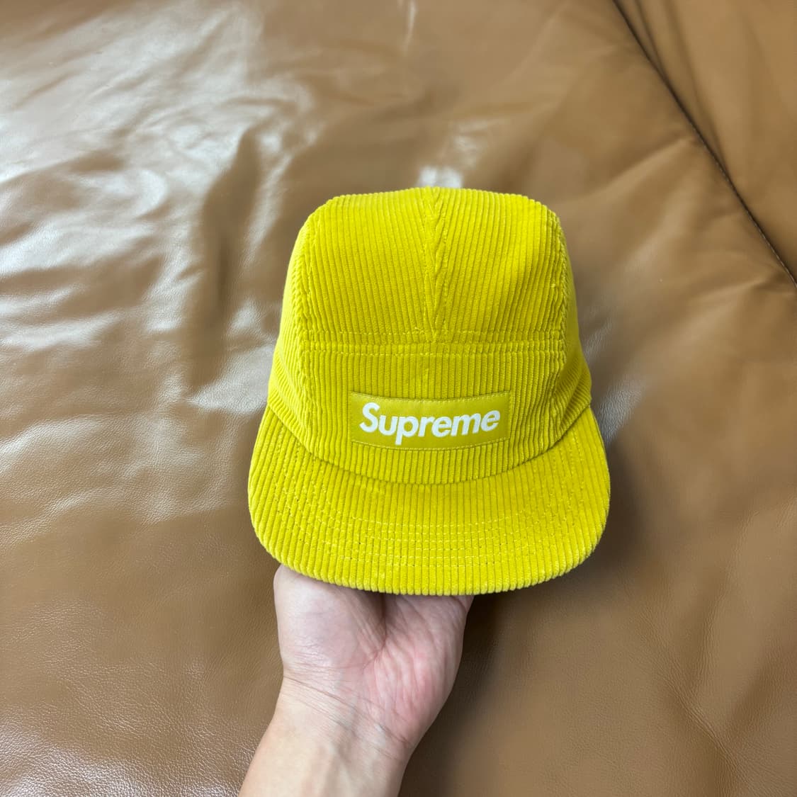 Supreme 슈프림 코듀로이 라임 옐로우 캠프캡 모자 (Yellow) 상품이미지2