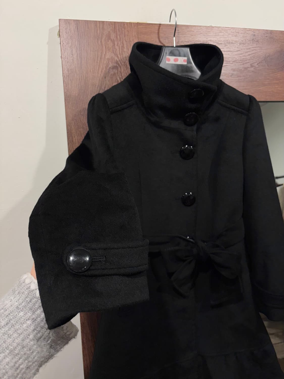 빈티지 러블리 하이넥 블랙 프릴 코트 갸루 상품이미지7