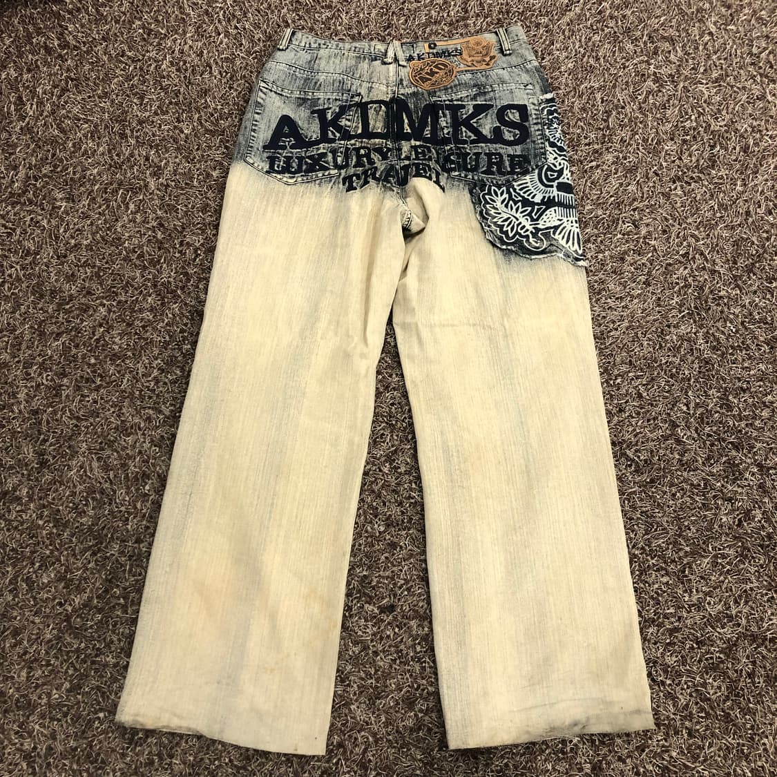 아카데믹스 패치워크 스펠아웃 데님 팬츠 상품이미지1