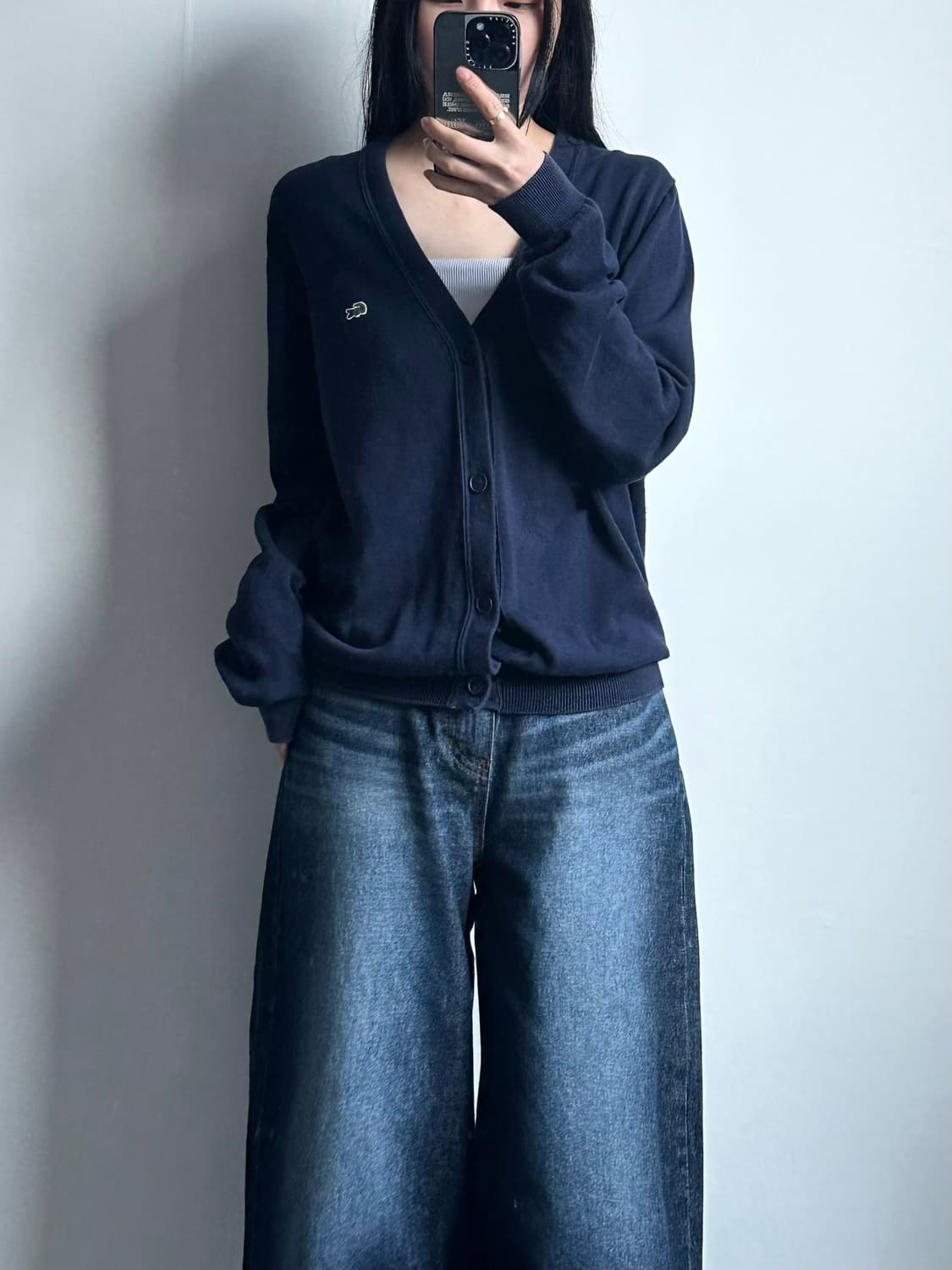 라코스테 자수로고 네이비 니트 가디건 상품이미지1