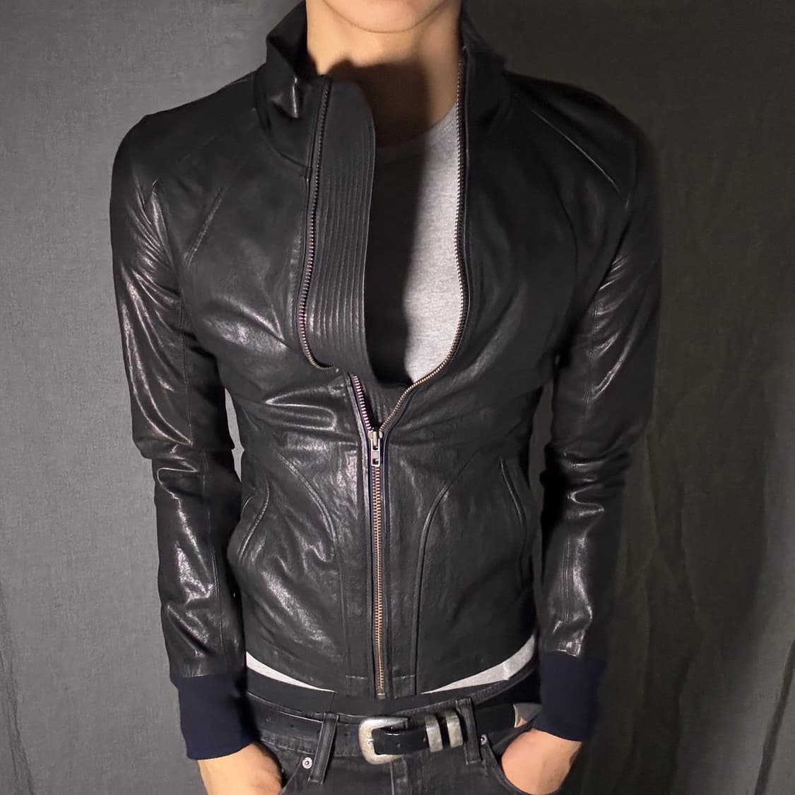 vintage black leather jacket 상품이미지3