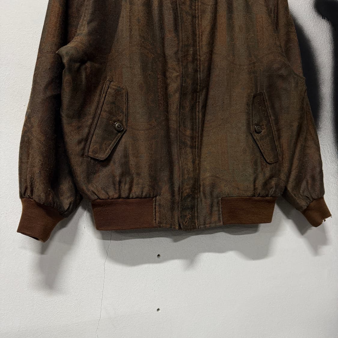 런던포그 에스닉 풀 패턴 브라운 블루종 봄버 자켓 상품이미지4