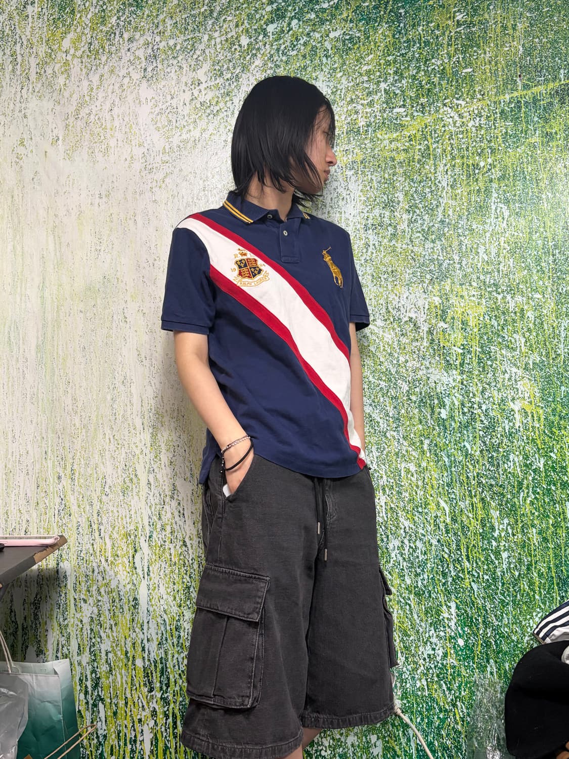 폴로 빅포니 치프키프 자수 배색 네이비 반팔 카라 티셔츠 S   상품이미지5