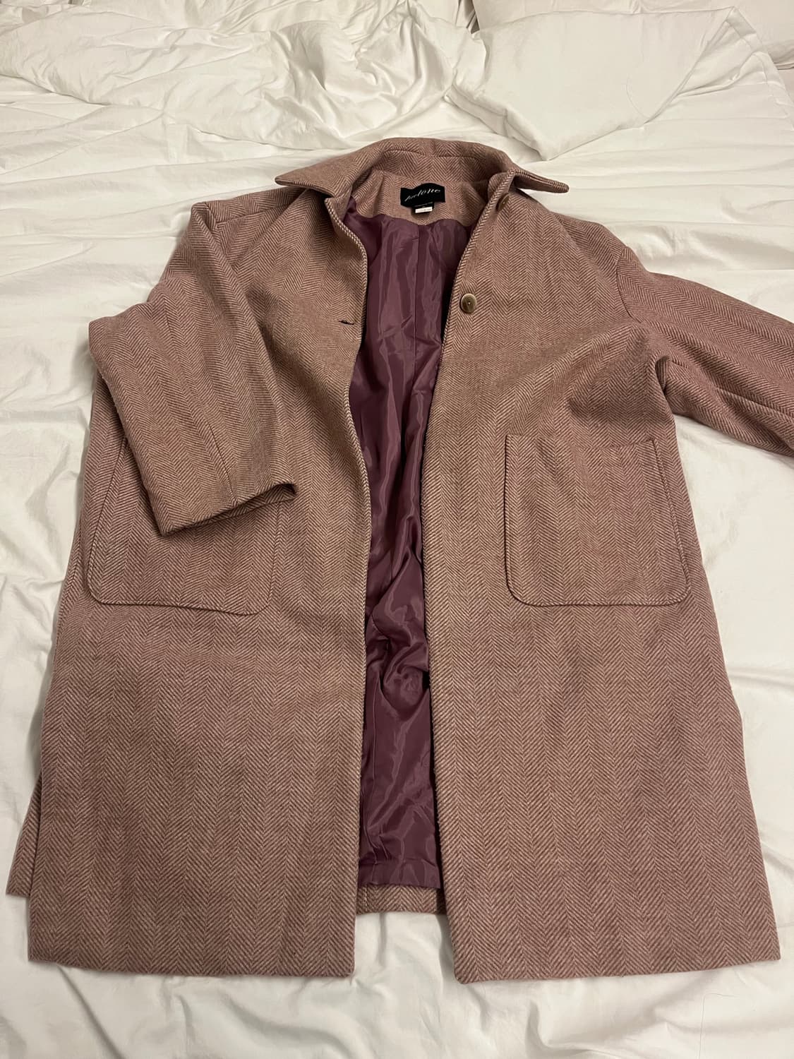 Pretone 핑크 헤링본 코트 상품이미지1