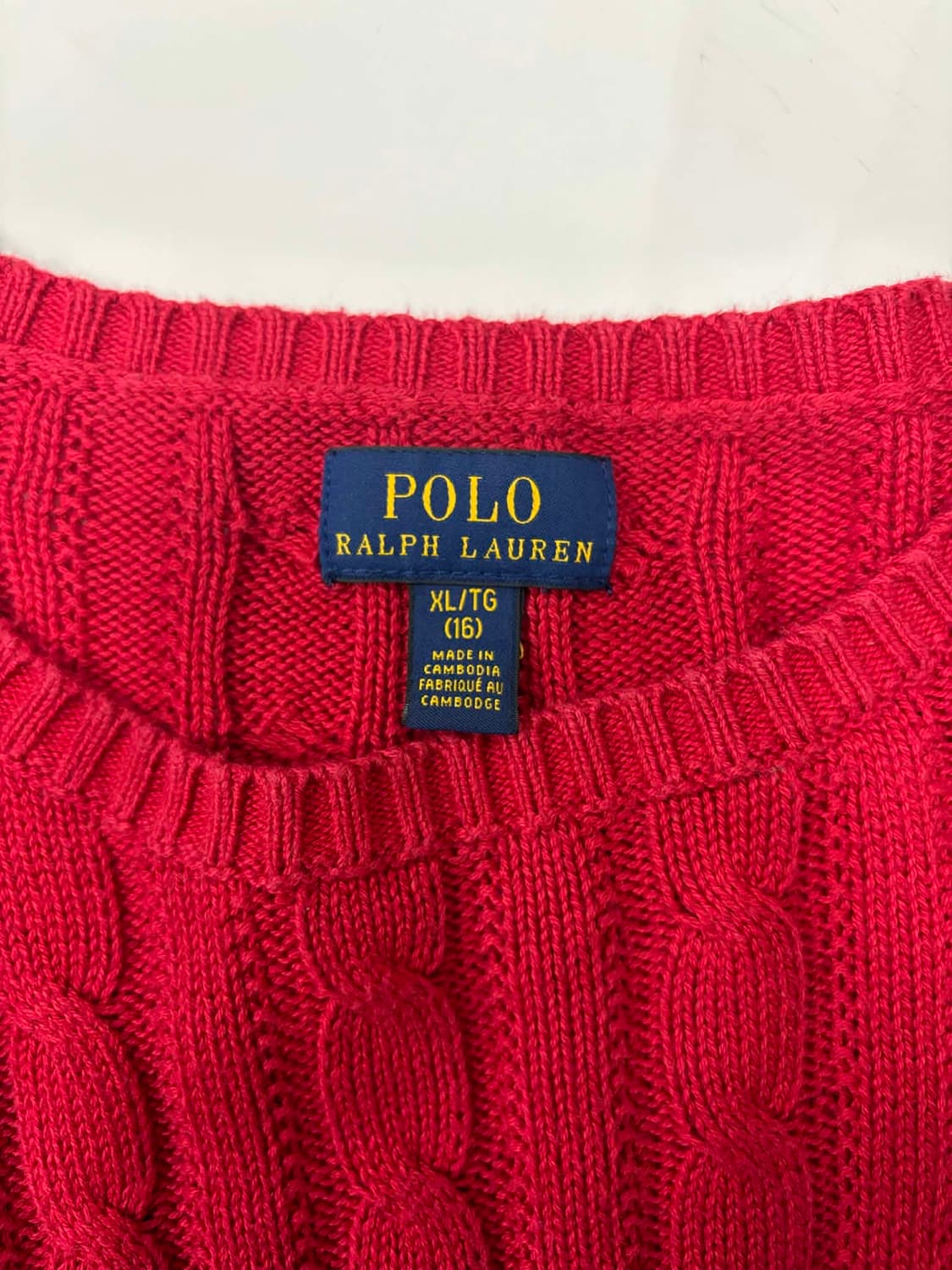 폴로 랄프로렌 딮버건디 케이블 크루넥 니트(XL) 상품이미지4