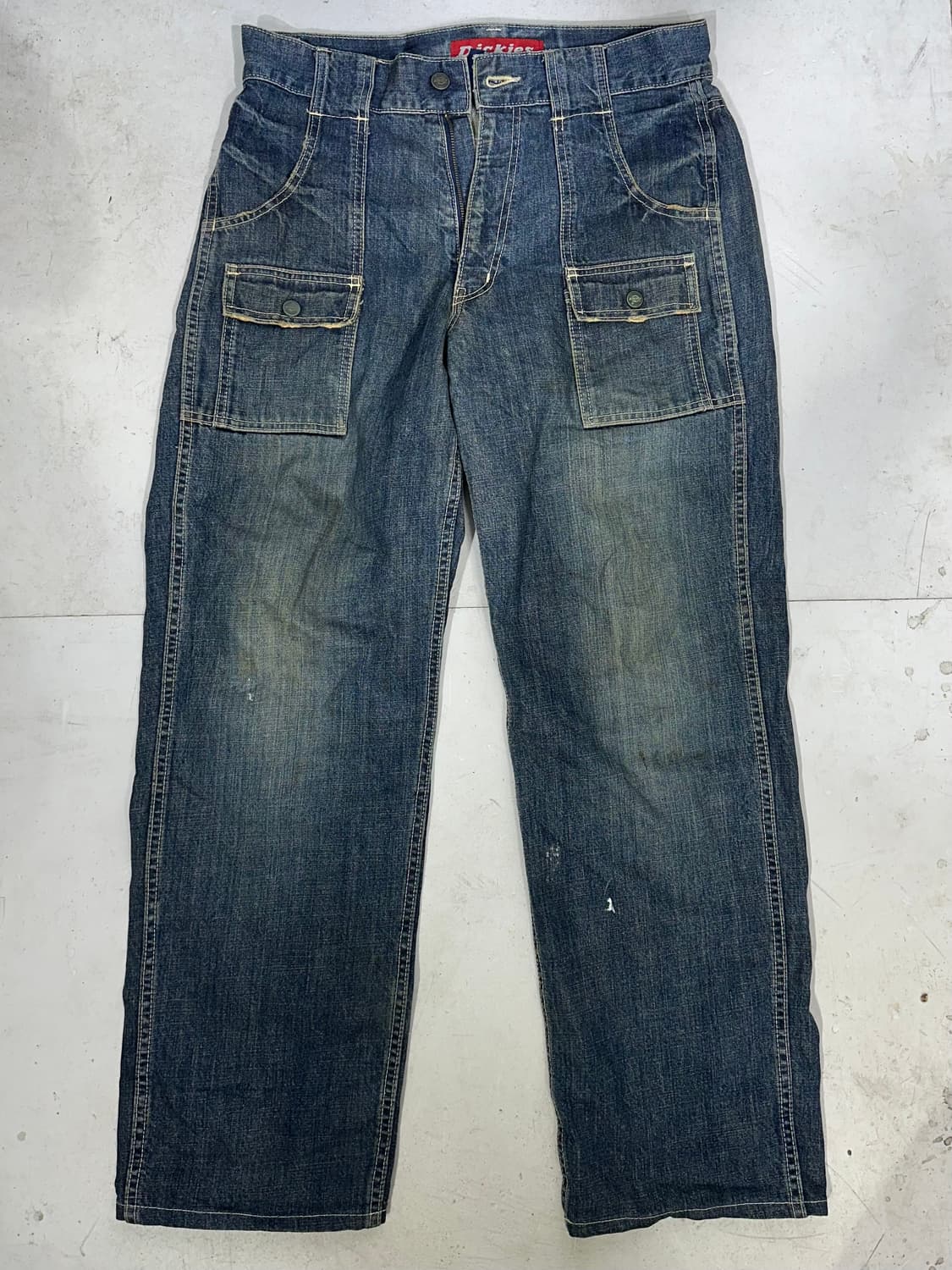 디키즈 진청 포켓 포인트 와이드 워크 팬츠 데님 청바지  상품이미지4