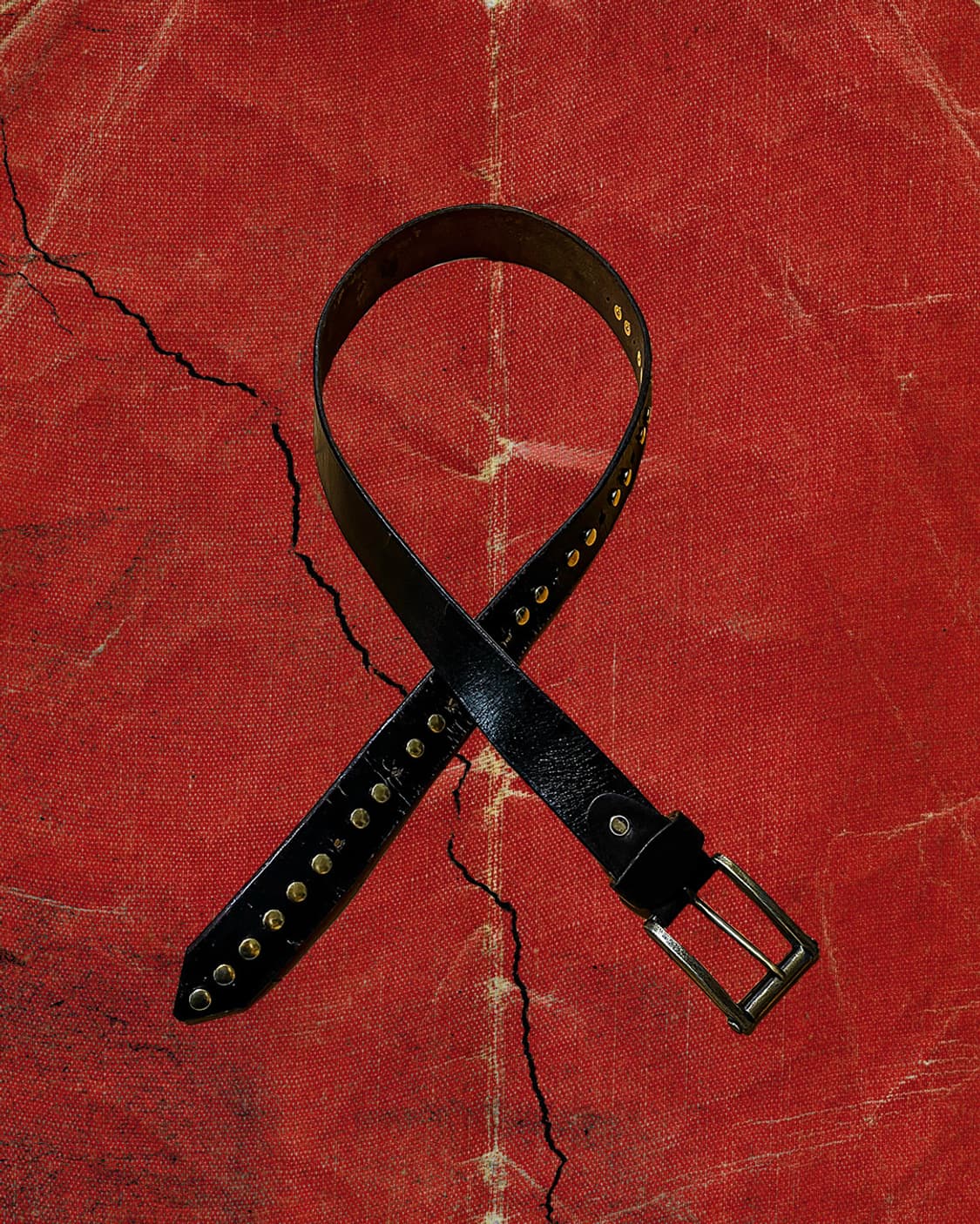 Japanese 90s 더블 스터드 앤틱 골드 버클 벨트 상품이미지1