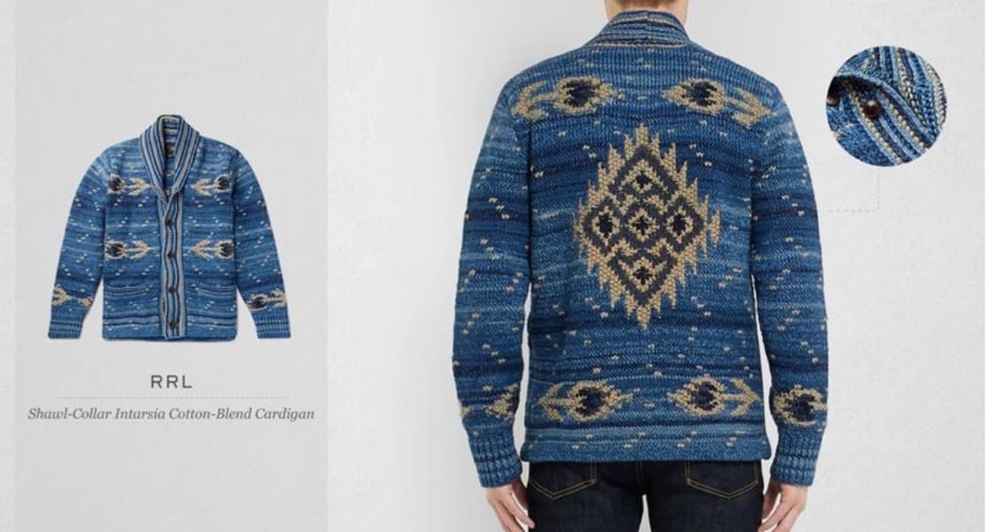 RRL 핸드 니트 나바호 숄카라 가디건 상품이미지2