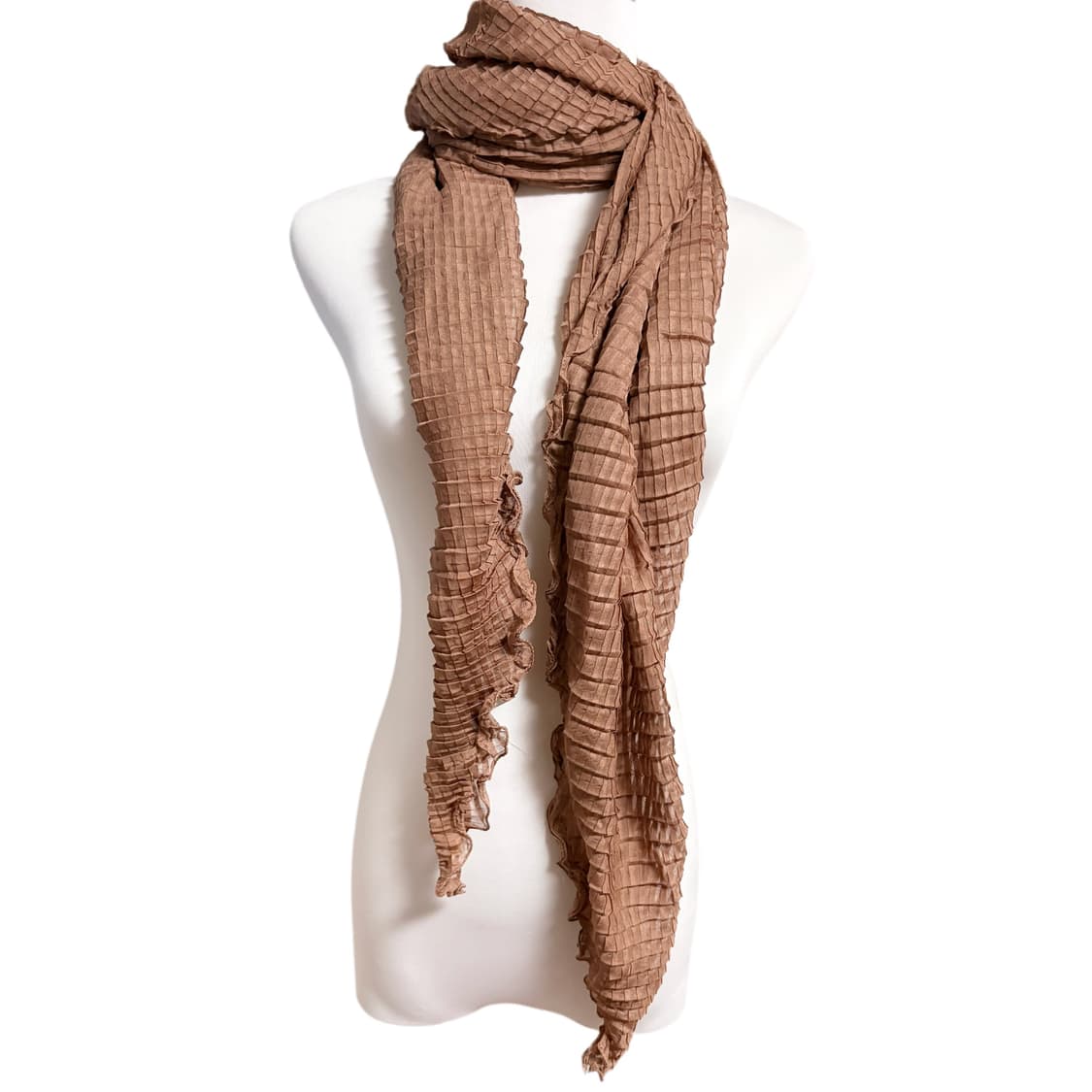 (이체시에눌)일본 그런지 페어리 낙엽 포인트 주름 브라운 핀터깔 머플러 상품이미지1