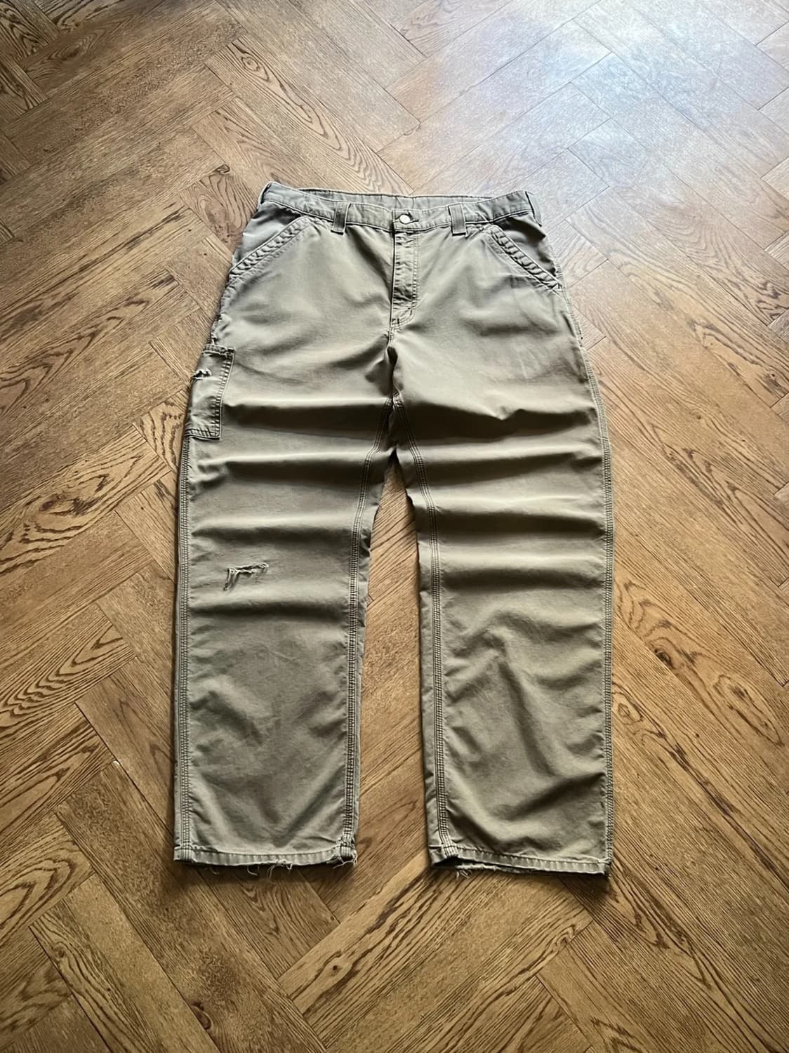 [36]칼하트 USA 빈티지 데미지드 라이트브라운 싱글니 카펜터 워크팬츠 상품이미지1