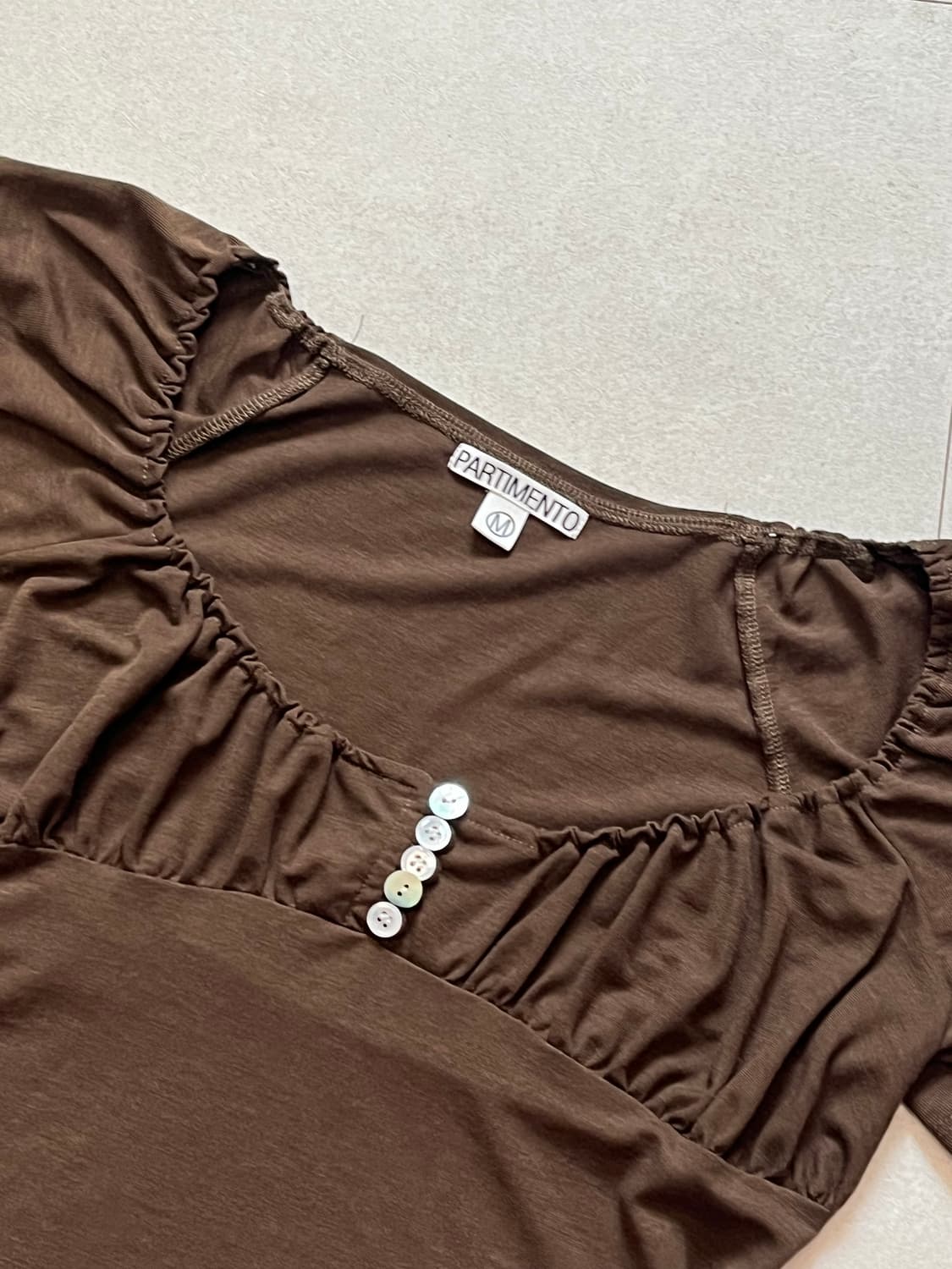파르티멘토 버튼업 개더링 탑 브라운 M 상품이미지2