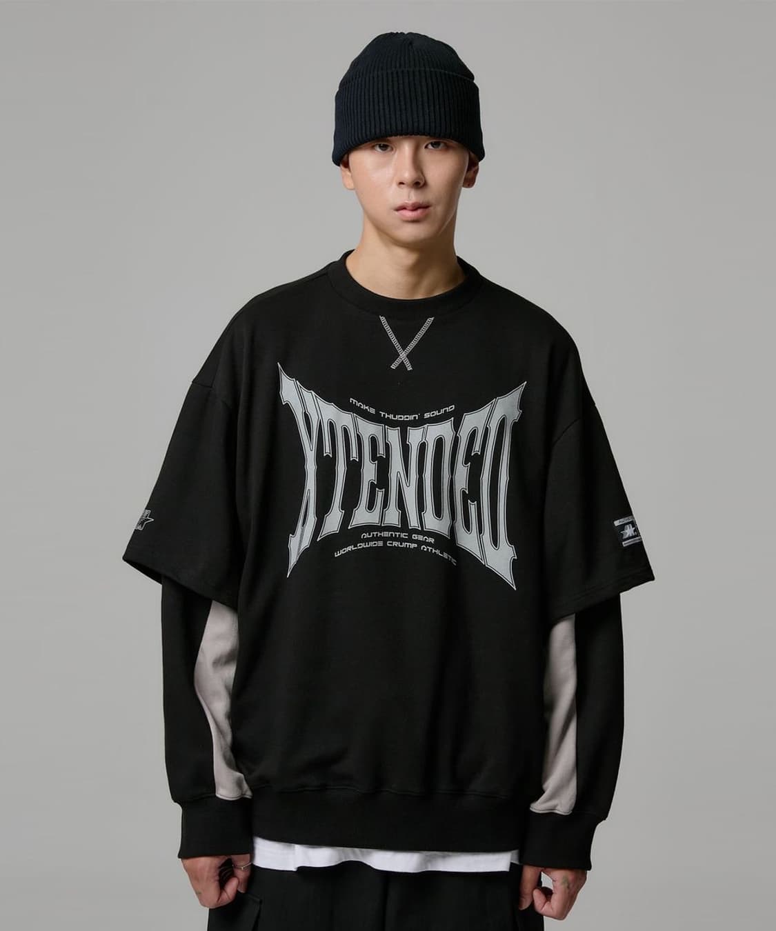 크럼프 엑스텐디드 레이어드 맨투맨 블랙 L 상품이미지1