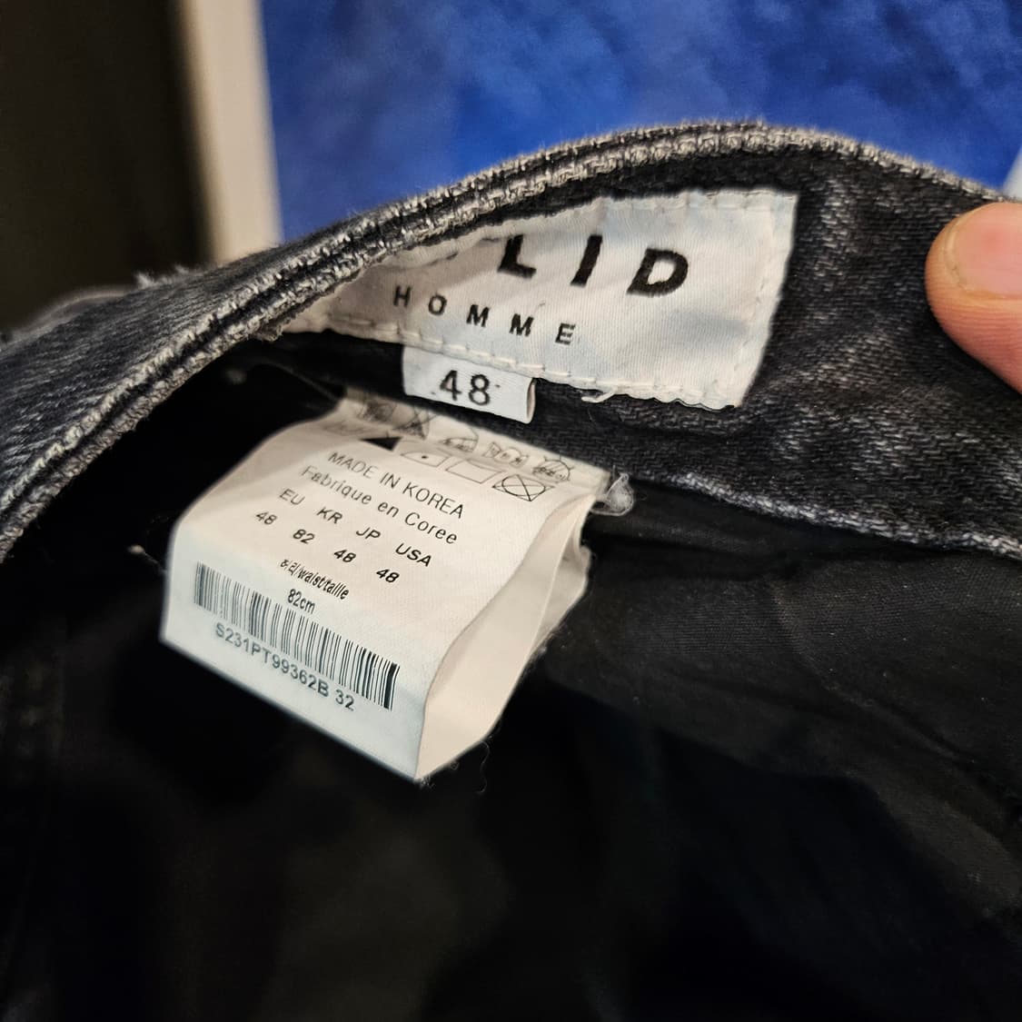 솔리드옴므 디스트로이드 가죽 패치로고 와이드 팬츠 상품이미지4