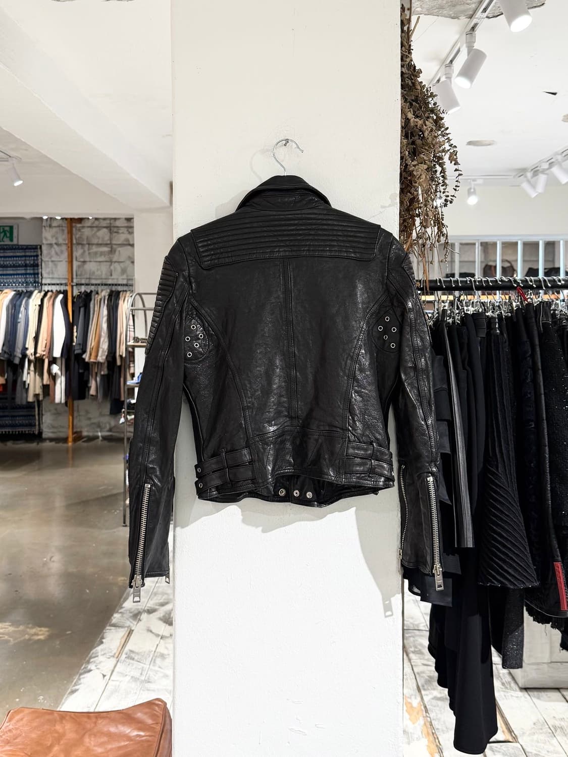 빈티지 이태리 블랙 램스킨 더블 라이더 자켓 상품이미지6