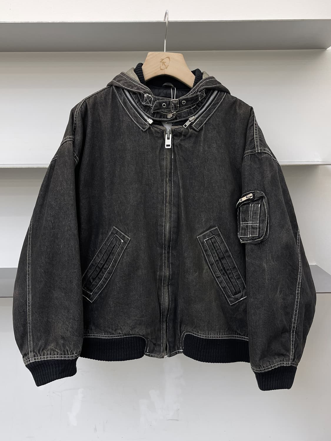 Quied Pie Club 90s 데님 후드 봄버 자켓 상품이미지1