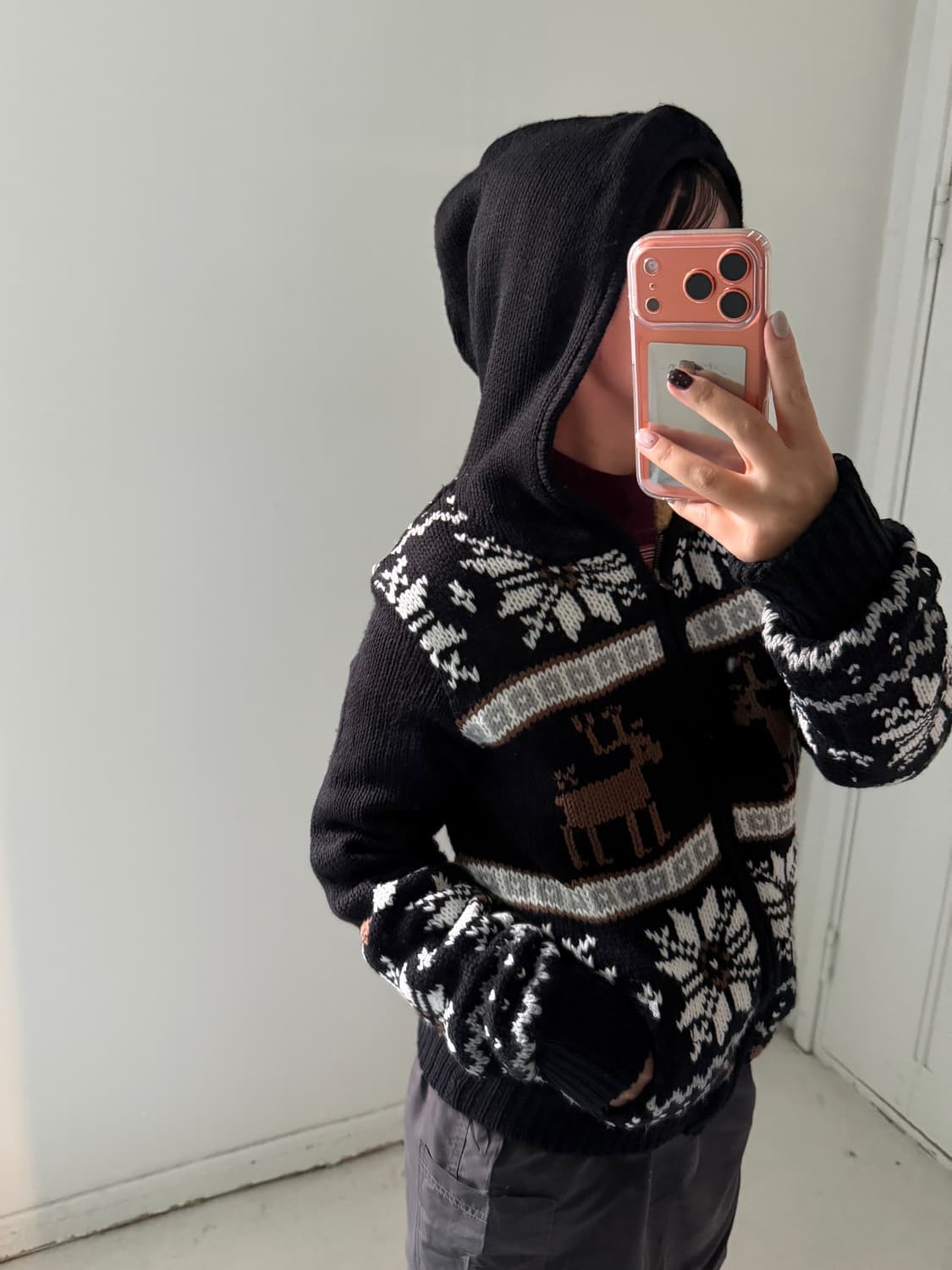 일본빈티지 노르딕 보아털 후드집업 자켓 상품이미지3