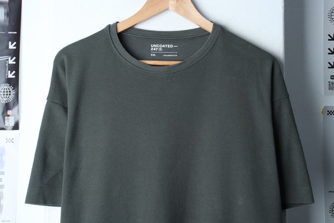 (2XL) 언코티드 반팔 티셔츠 빅사이즈 그린 무지-H31000 상품이미지3