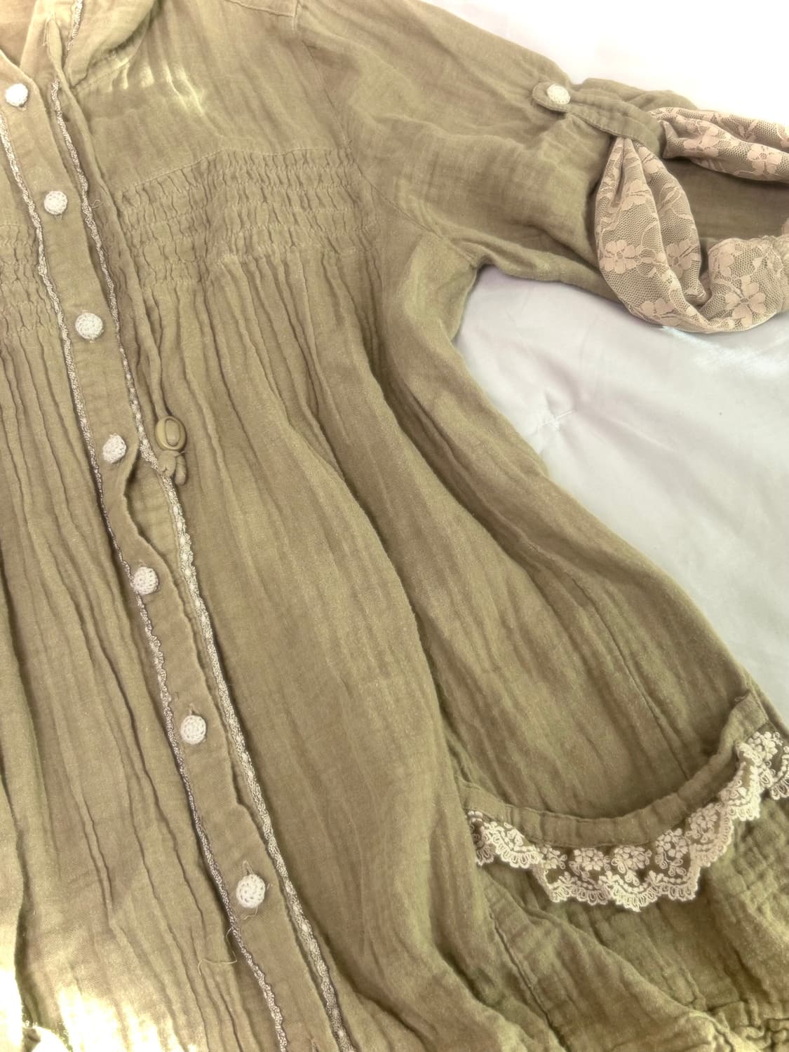 희귀 엑시즈팜 핀터깔 모리걸 카키 야상 블라우스 그런지페어리 빈티지 상품이미지3