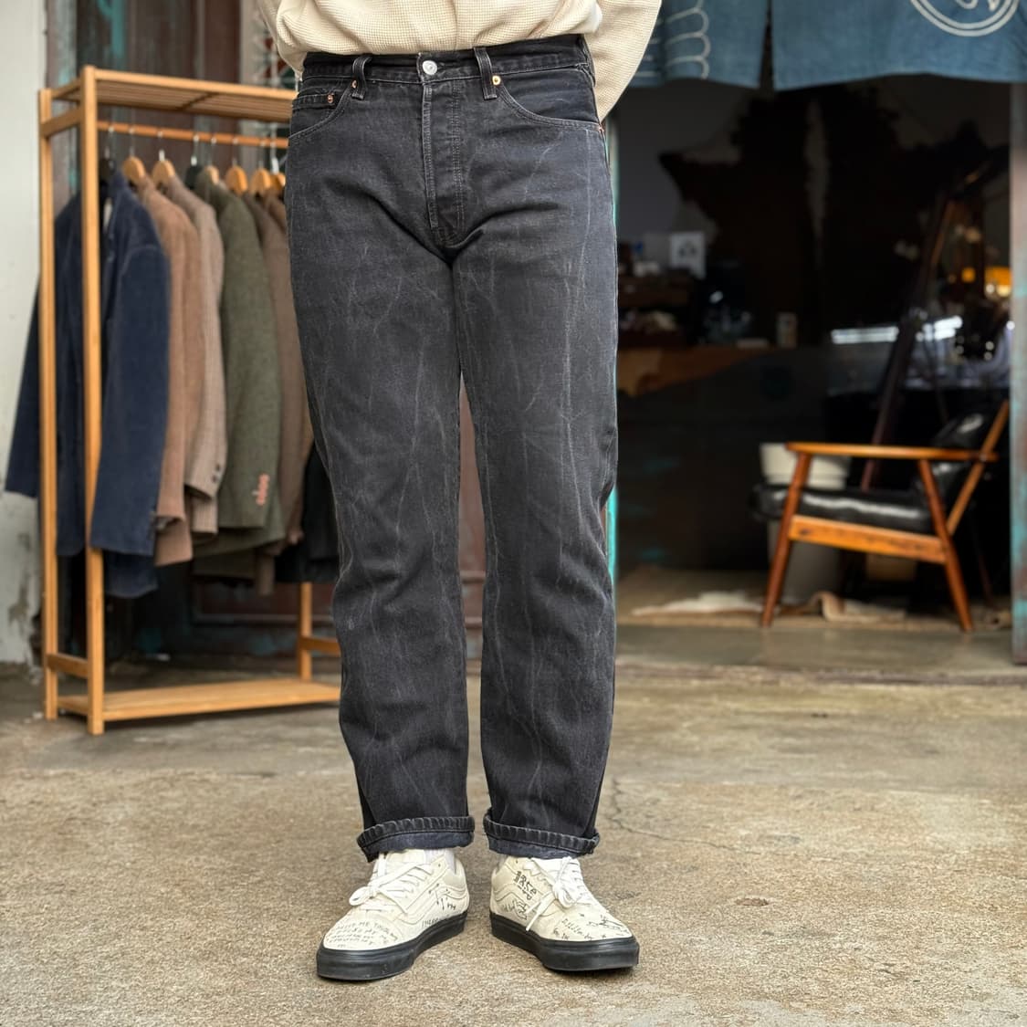 리바이스 501 블랙 데님 팬츠 33 상품이미지7