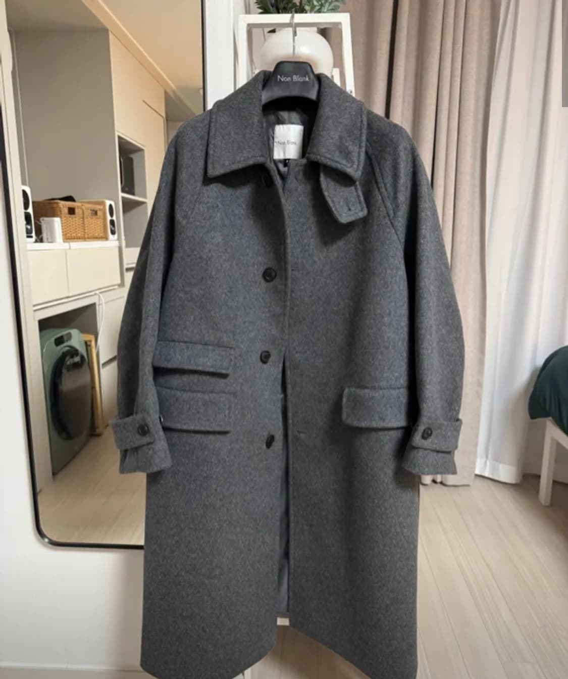 넌블랭크 삭형 발마칸 코트 (멜란지 그레이, M) 상품이미지1