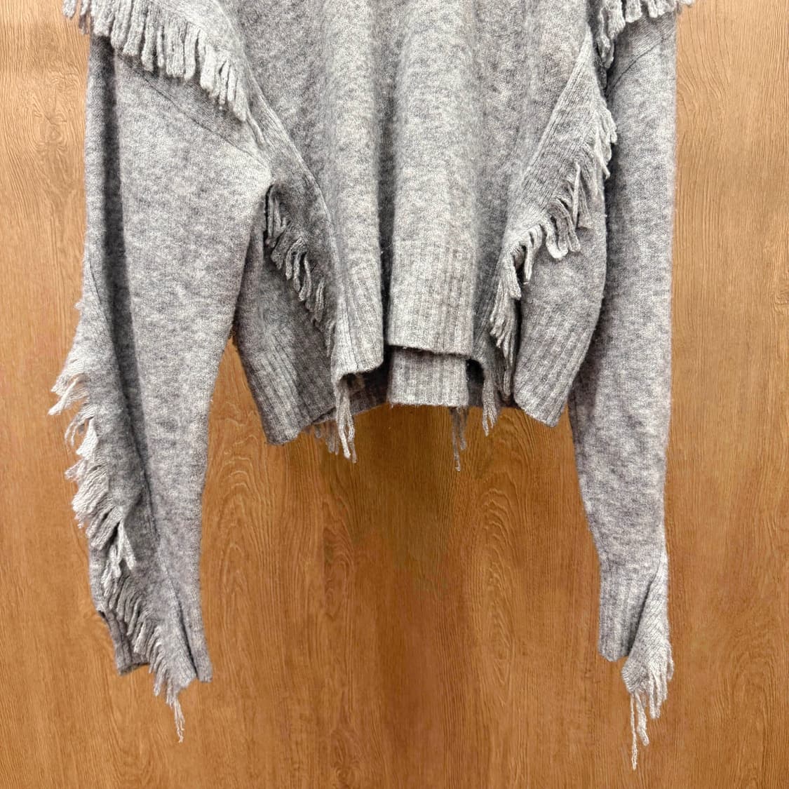 3.1 필립림 니트 크롭 스웨터 프린지 디테일 루즈핏 그레이 상품이미지5