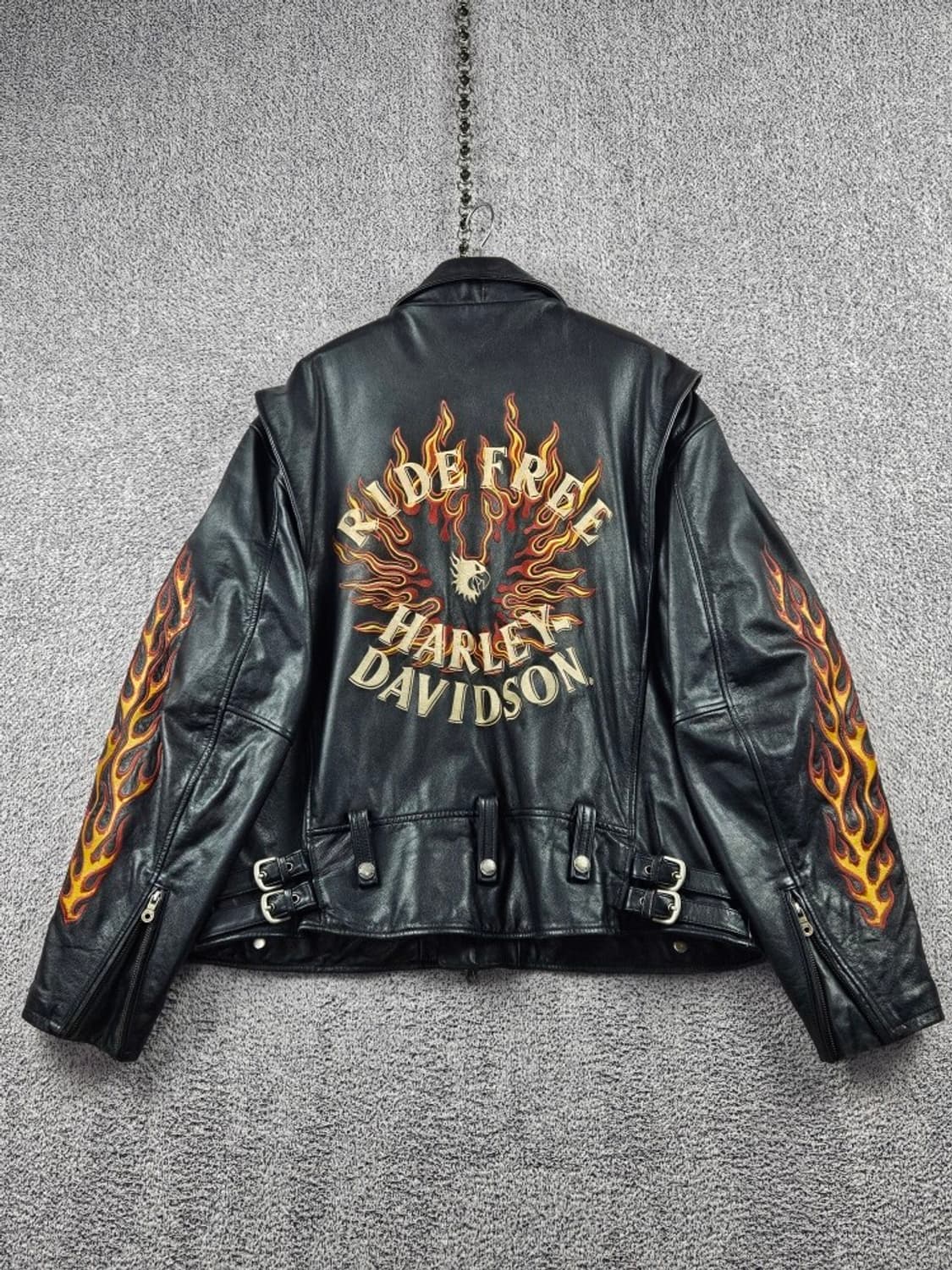 할리데이비슨 라이드프리 바이커 플레임 가죽 자켓 (3XL) / 11366 상품이미지1
