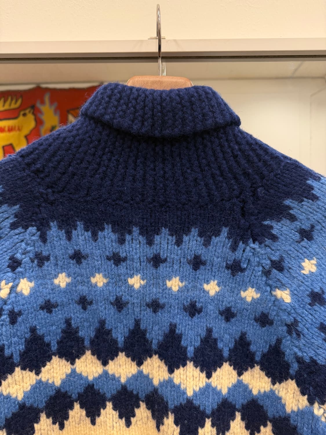 60-70s Vtg 빈티지 헤비울 노르딕 코위찬 니트 집업 상품이미지7