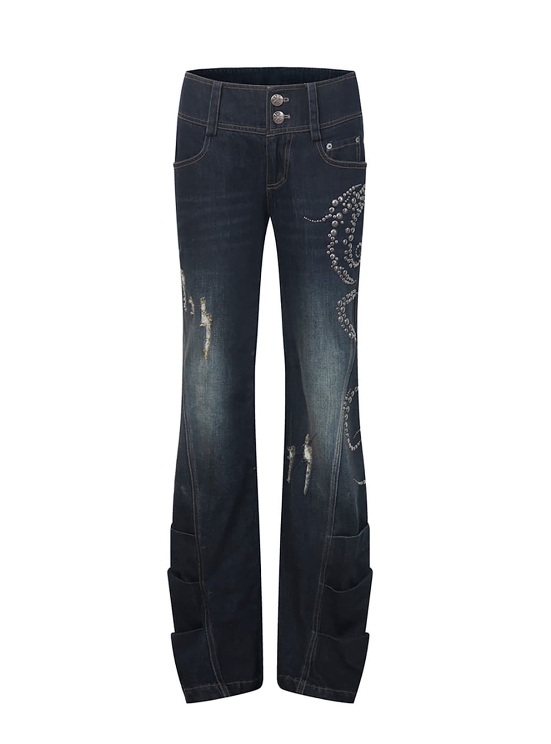 더블펀치 Distressed Rhinestone Jean 상품이미지4