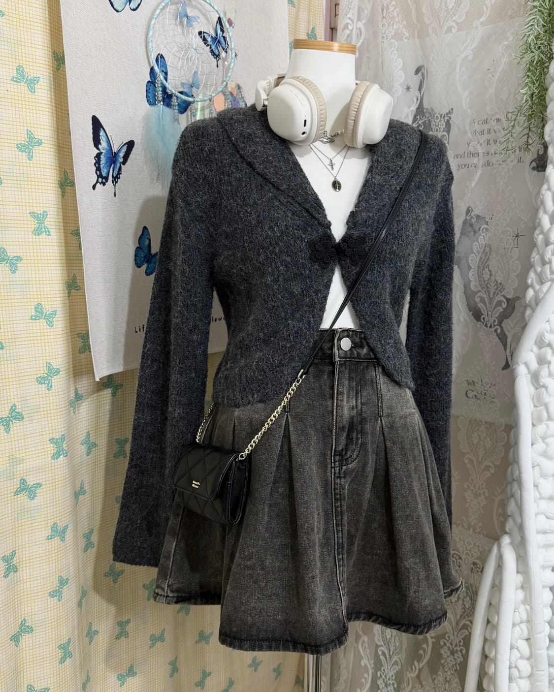 차콜 그레이 볼레로 가디건  상품이미지3