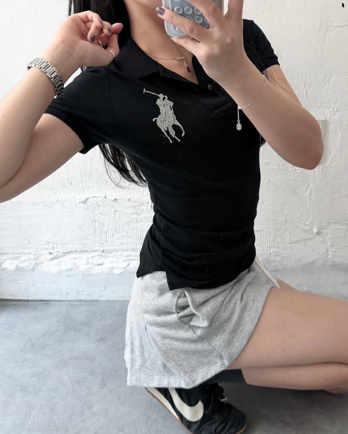 Polo 랄프로렌 우먼 글리터 빅포니 블랙컬러 PK 카라티셔츠 상품이미지1
