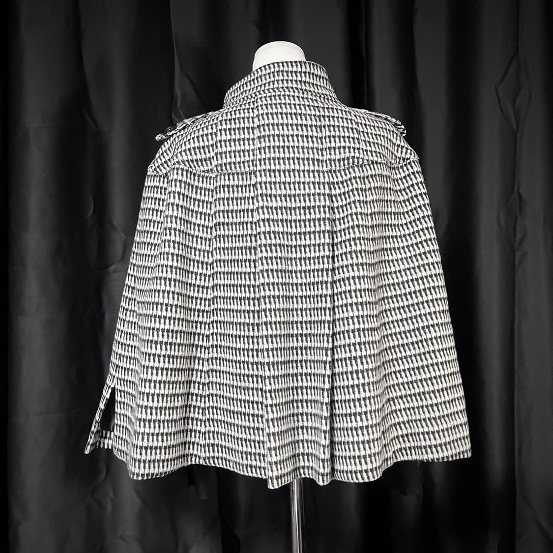 체크 울 혼방 케이프 코트 망토 모리걸 갸루 상품이미지3