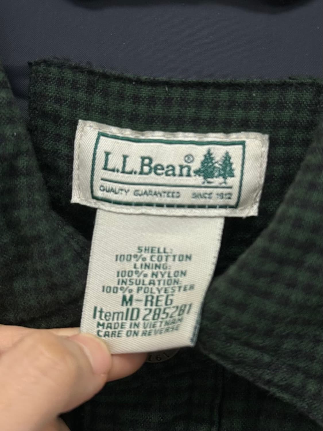 엘엘빈 깅엄체크 누빔자켓 다크그린 (M~L) 상품이미지7