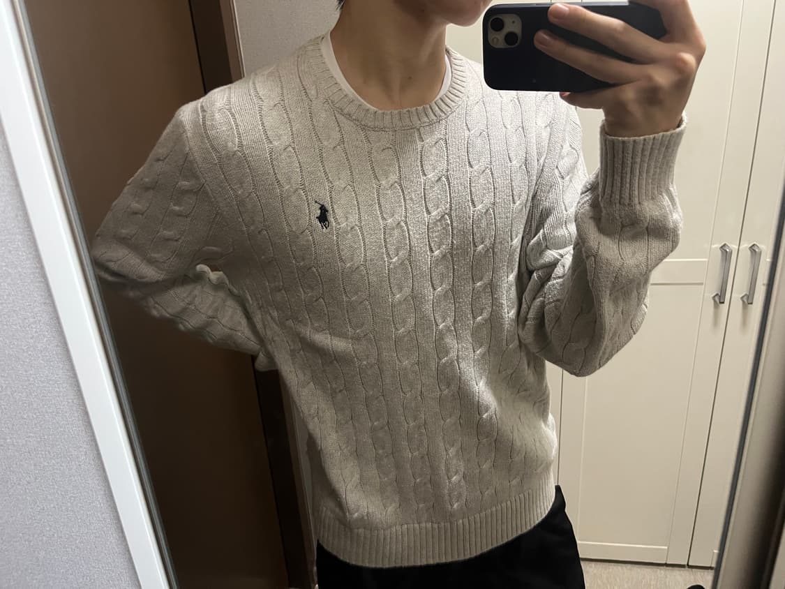 폴로 케이블 니트 아이보리 L 상품이미지3