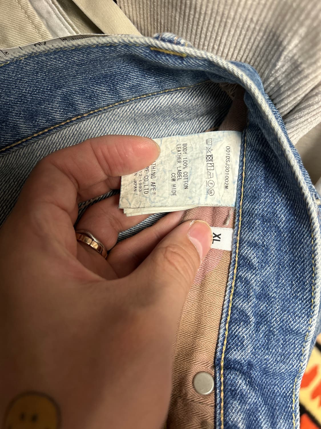 BAPE 베이프 백 레터링 데님 쇼츠 XL 상품이미지4