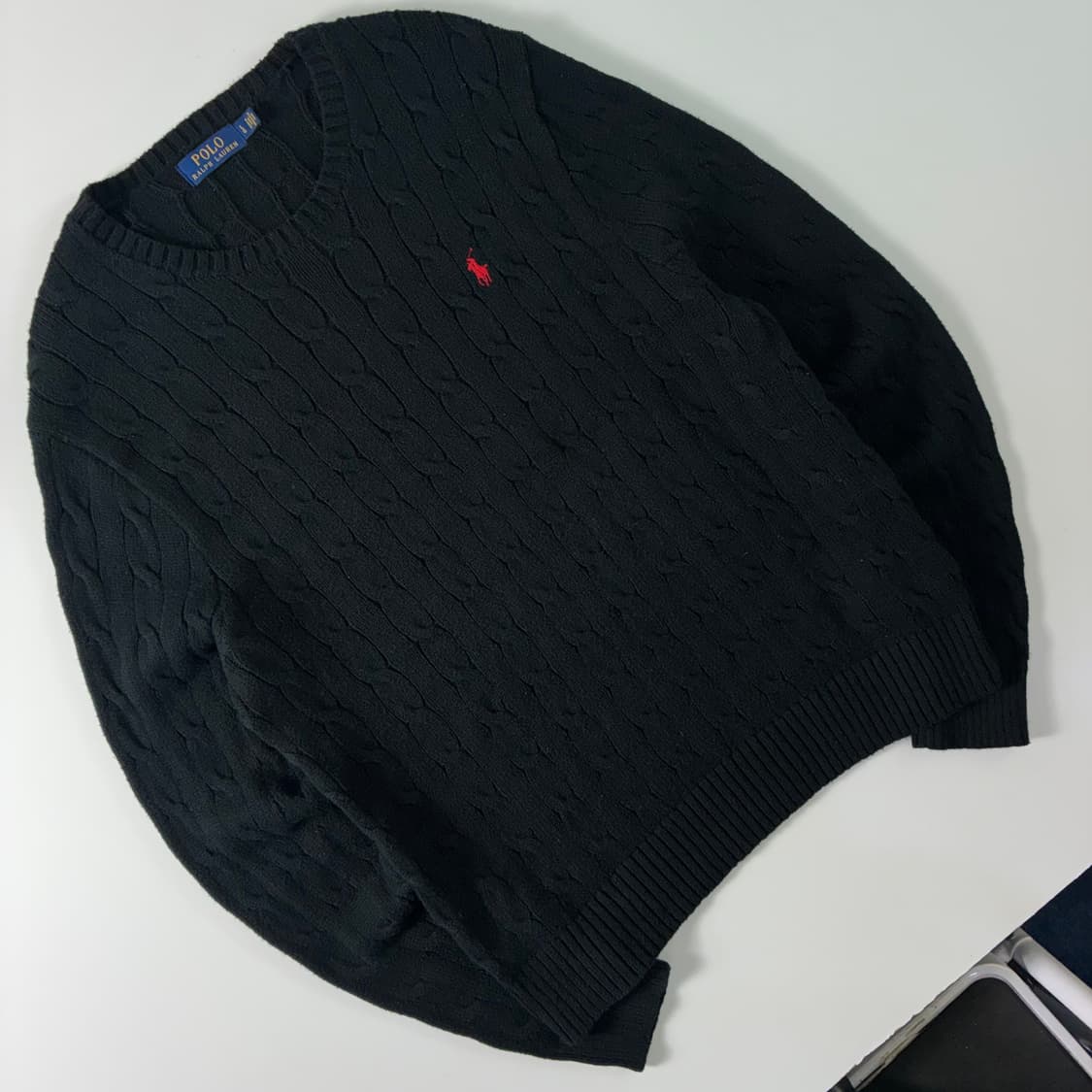 Polo 폴로 랄프로렌 신형 블랙 케이블 라운드 니트 상품이미지2