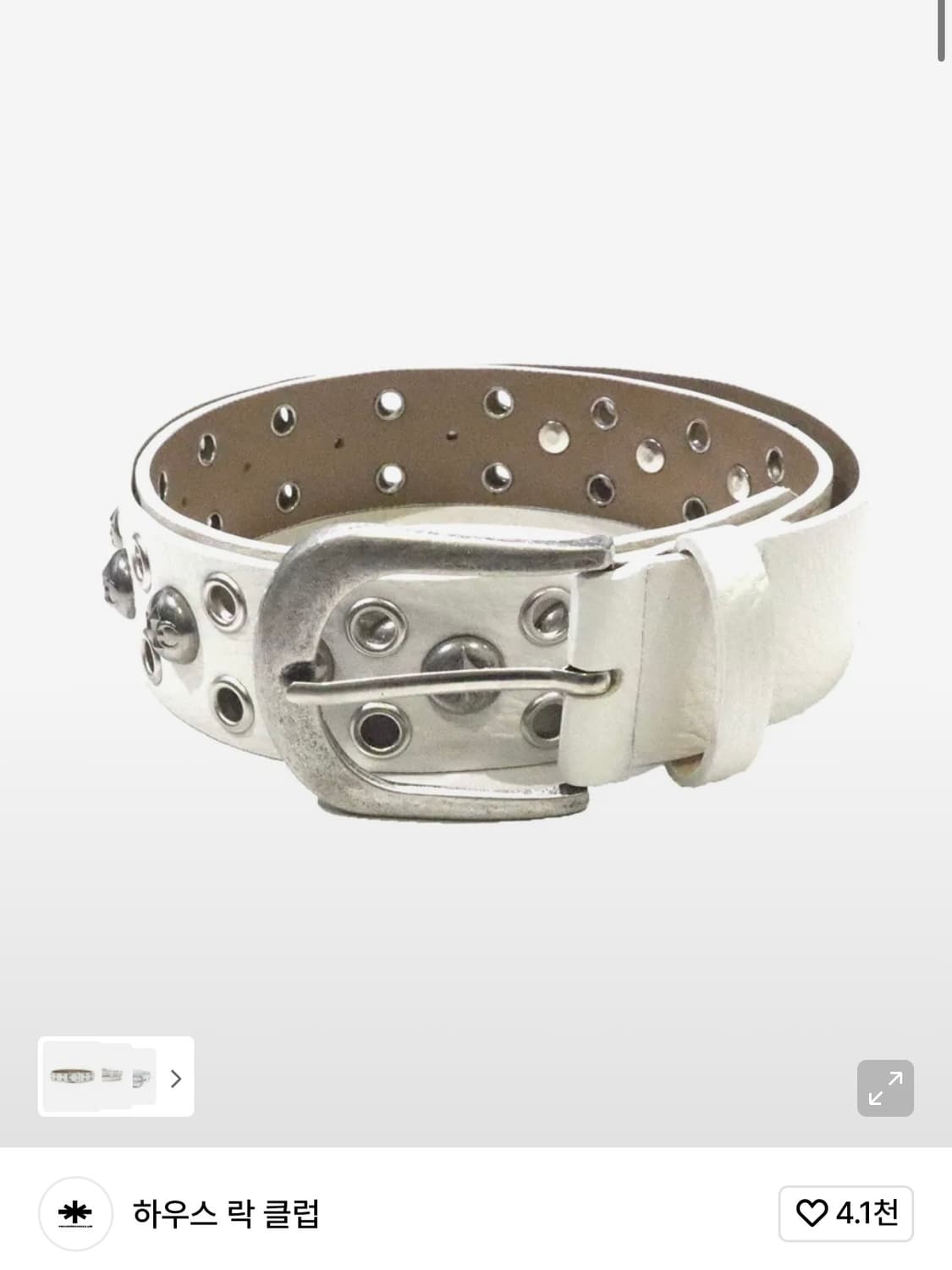 하우스락클럽 헤비 락 스터드 벨트 화이트 상품이미지1