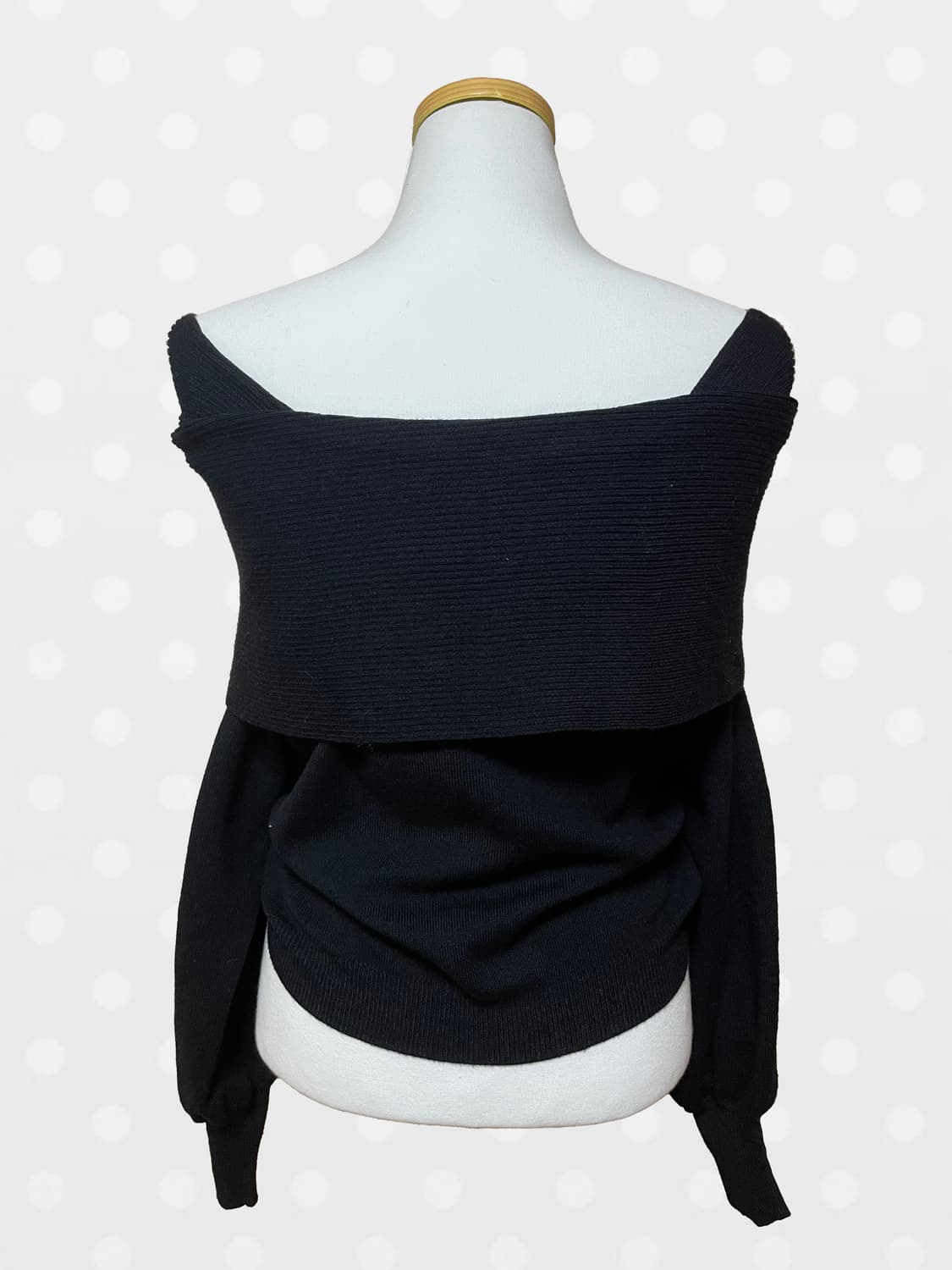 히메 러블리 빈티지 블랙 진주 리본 니트 오프숄더 탑 상품이미지4