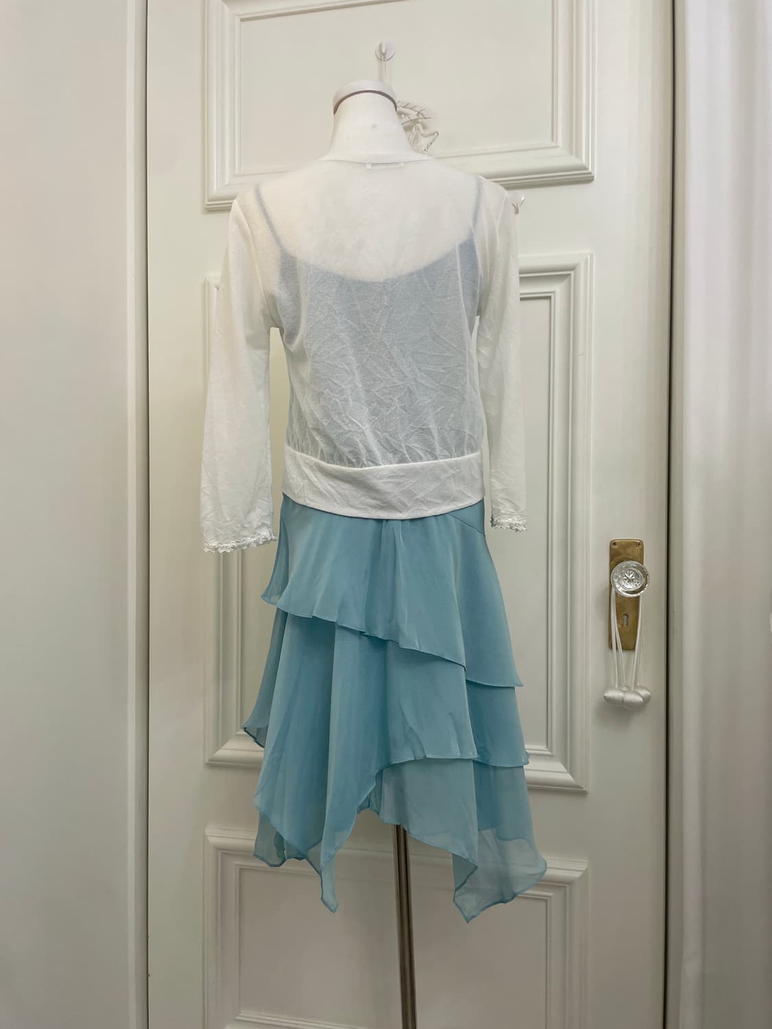 white crystal button crease cardigan 상품이미지4
