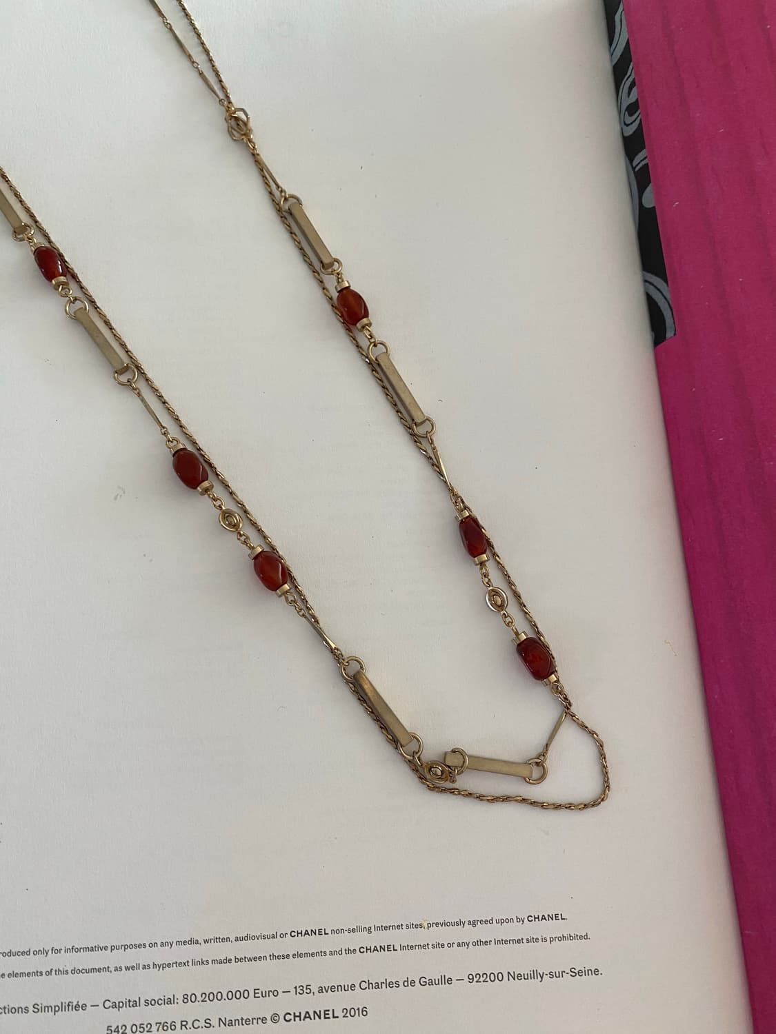 골드체인 오렌지바 롱 체인 목걸이 빈티지 수입 주얼리  상품이미지10