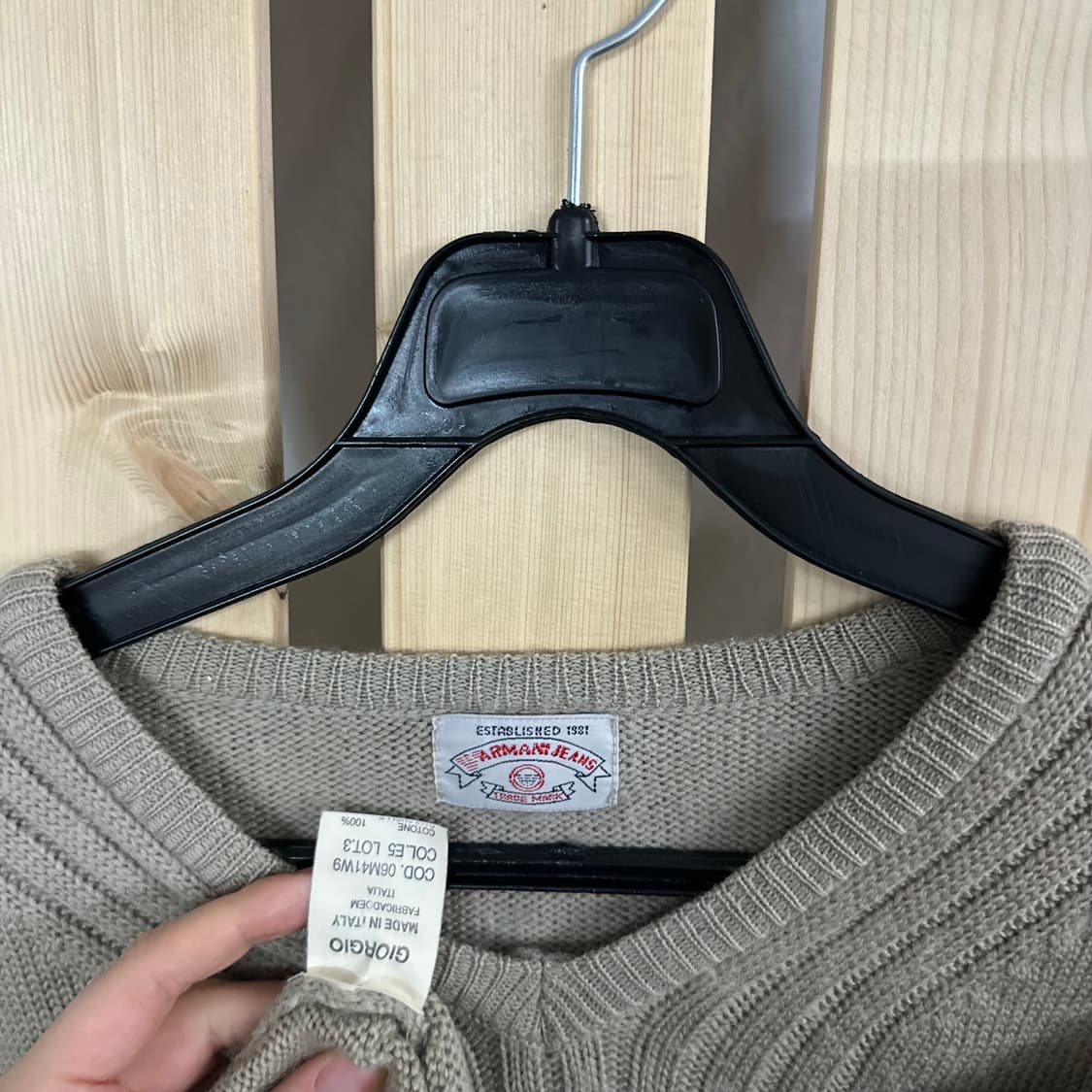 (M) 아르마니 진스 베이지 니트 스웨터 상품이미지4