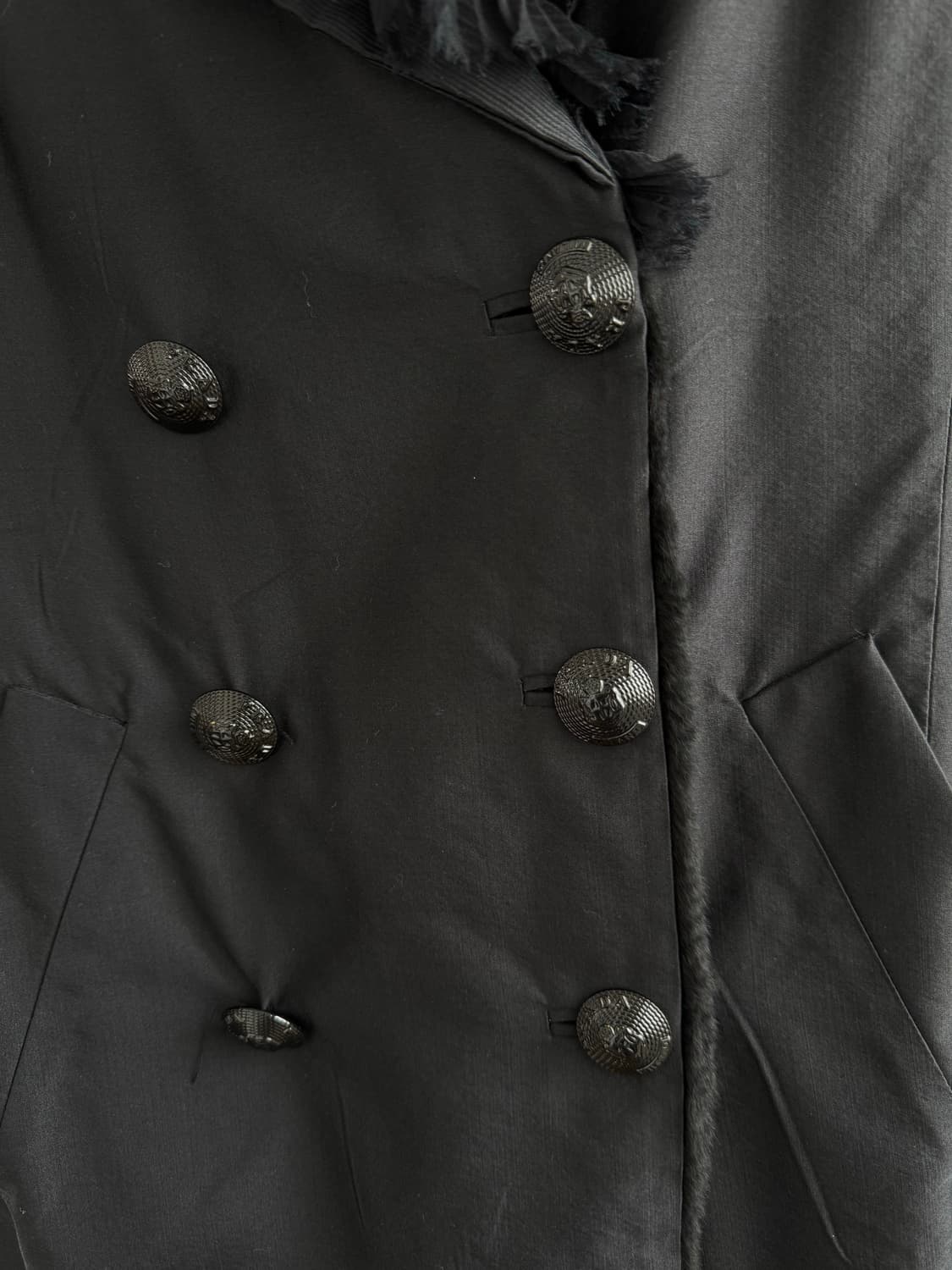 [PRADA] 프라다 아카이브 리얼 콜린스키 퍼 라이닝 울-실크 코트 상품이미지6