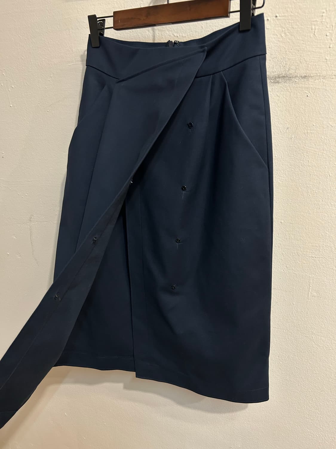 (deadstock) 질샌더 네이비 사선 미디 스커트 상품이미지4