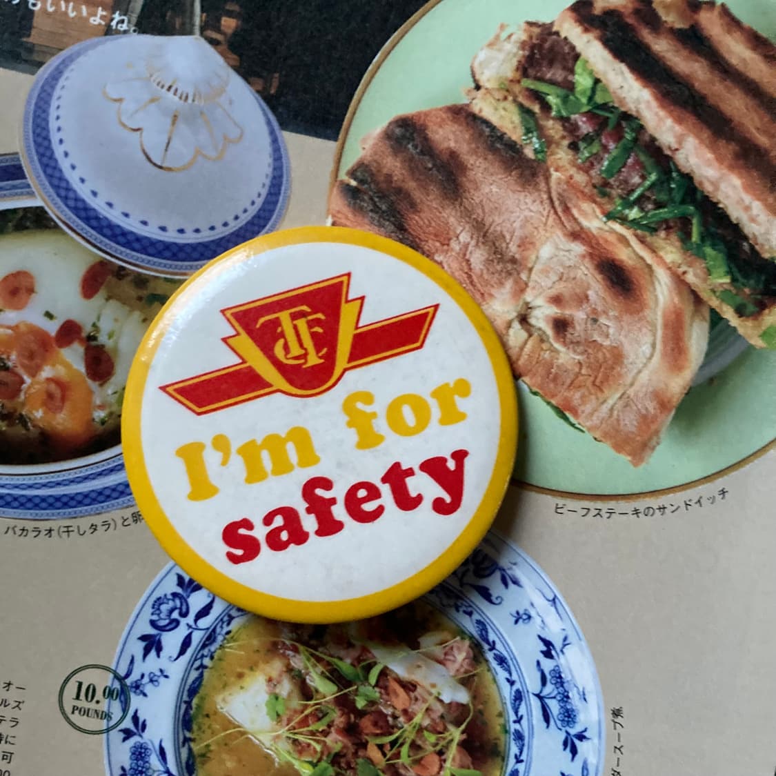 빈티지 safety 레터링 프린팅 핀 버튼 뱃지 브로치 악세사리 상품이미지1